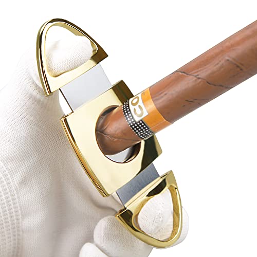 Cigar Cutter Stainless Steel Double Blade Cigar Guillotine With Leather Pouch Cigar Cutter #TOP3