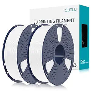 PLA+ 3D Printer Filament 1.75mm, SUNLU PLA Filament PRO, 1.75 PLA Plus Filament, Dimensional Accuracy +/- 0.02 mm, 1 kg Spool, Pack of 2, White+White