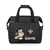 NFL Mickey New Orleans Saints On The Go Lunch Bag - Soft Cooler Lunch Box - Insulated Lunch Bag, (Black)