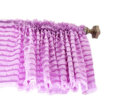 A Vision to Remember Lavender Purple Sheer Ruffle Valance Curtain, Extra Wide Window