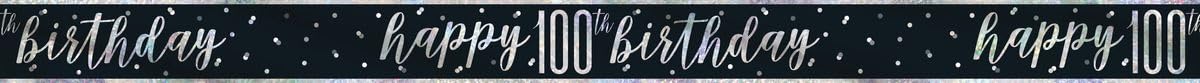 Prismatic 100th Birthday Foil Banner | Black | 108" | 1 Pc.