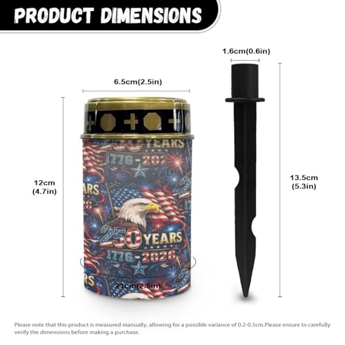 Image of Solar Cemetery Lamp - 1776-2026 Bald Eagle Flag Pattern, Flameless Memorial Candle, Patriotic Holiday Decor for 4th of July, Memorial Day & Veterans Day