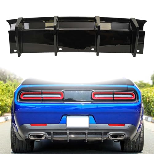 KETAI Rear Diffuser Compatible with 2015-2024 Dodge Challenger GT SXT SXT Plus Rock Style Rear Bumper Lower Lip Diffuser 4 Shark Fin Splitter Spoiler (Gloss Black)
