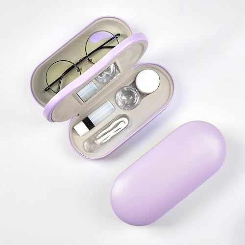 image for cauyuan Eyeglass Case Double Sided Travel Size Cute Portable Contact L
