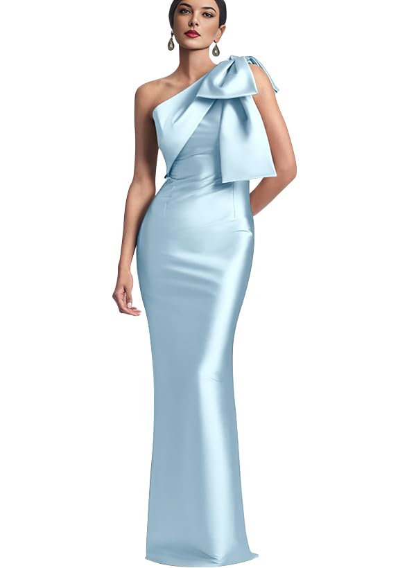 IIF Women's Sexy One Shoulder Prom Dress Bow Strap Evening Gown Party Mermaid Long Maxi Cocktail...