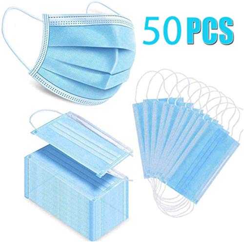 3.Protección azul No tejido Filtro de tres capas Filtro de polvo respiratorio unisex, 50 piezas