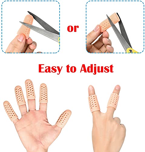 Pnrskter Finger Protectors, 14 PCS Gel Finger Cots, Breathable New Material, Finger Protection, Finger Sleeves Support Great for Trigger Finger, Hand Eczema, Finger ing, Finger Arthritis and More.