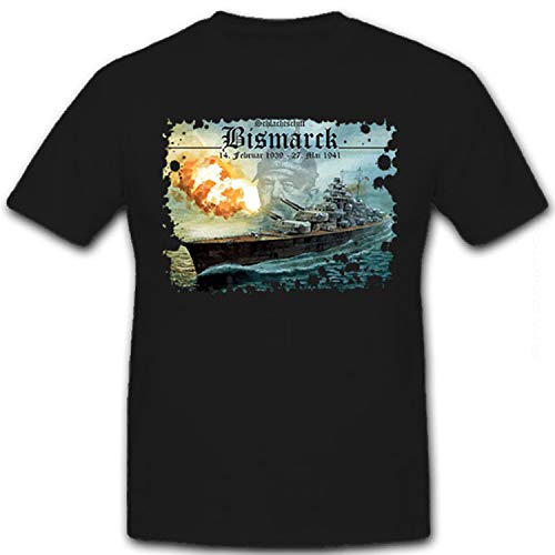 Bateau de bataille Bismarck t-shirt graphique noir taille L aux finitions soignées