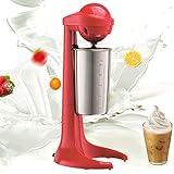 WOQLIBE Handheld Electric Milkshake Maker,110V Mini Automatic Drink Cream Mixer Blender Egg Beater Whisk Milkshake for Kitchen Coffee Cooking Baking 23000 RPM(Red)