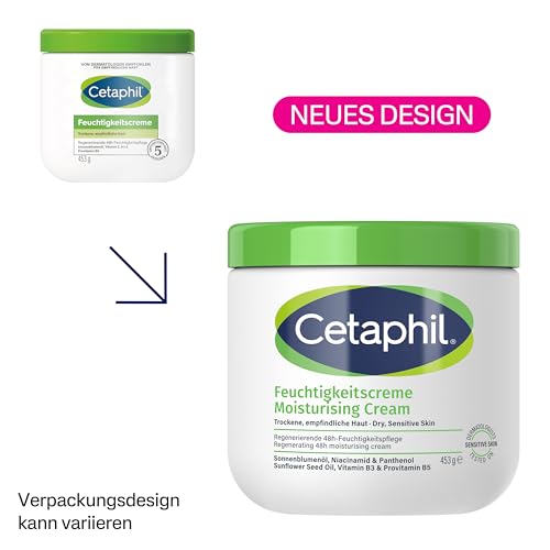 Cetaphil Feuchtigkeitscreme, trockene empfindliche Haut, Vitamin B3, 453g – Ansicht 3