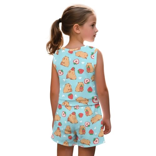 Girls Athletic Tank Top and Shorts 2 Piece Sleeveless Summer Outfits Tennis Clothes Size 5-142