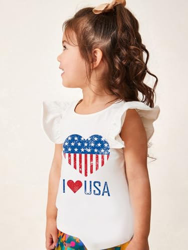 July 4th Tank Top Girl Toddler 4th of July Shirt Baby Girl American Flag Shirt USA Ruffle Tee Girl Patriotic Outfit 2-7T3