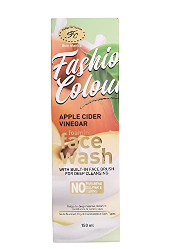 Image of FASHION COLOUR Apple Cider Vinegar Foaming Facewash | Face Wash with Brush for Deep Cleansing | Made With Natural Ingredients | Foaming Face Wash For Women And Men | All Skin Types | 150ml