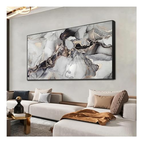 Peinture impressions photo encre abstrait or et noir art mural 75x100cm