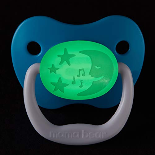 Image of Amazon Brand - Mama Bear Glow-in-the-Dark Baby Pacifier, Stage 2 (6-12M), BPA Free, Assorted Colors, 4 count (Pack of 1)
