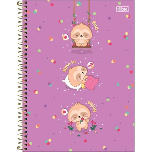 Tilibra - Caderno Espiral Capa Dura Universitário 1 Matéria Mellow 80 Folhas - Fundo Roxo - Bicho Pr