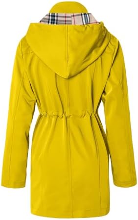 SaphiRose Women's Waterproof Rain Jacket Long Lined Raincoat Outdoor Windbreaker with Hood (Yellow,XX-Large)
