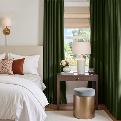 Image of Extra Long Moss Curtains Luxury Rod Pocket 52x120 Inch 2 Panels | Soft Velvet, Room Darkening, For Tall Windows & High Ceilings, Light Shifting Texture, Elegant Drape, Calm