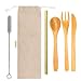 Capeebara - Couverts en Bambou Réutilisables - Paille Bambou - (3 Couverts, Paille, Goupillon)