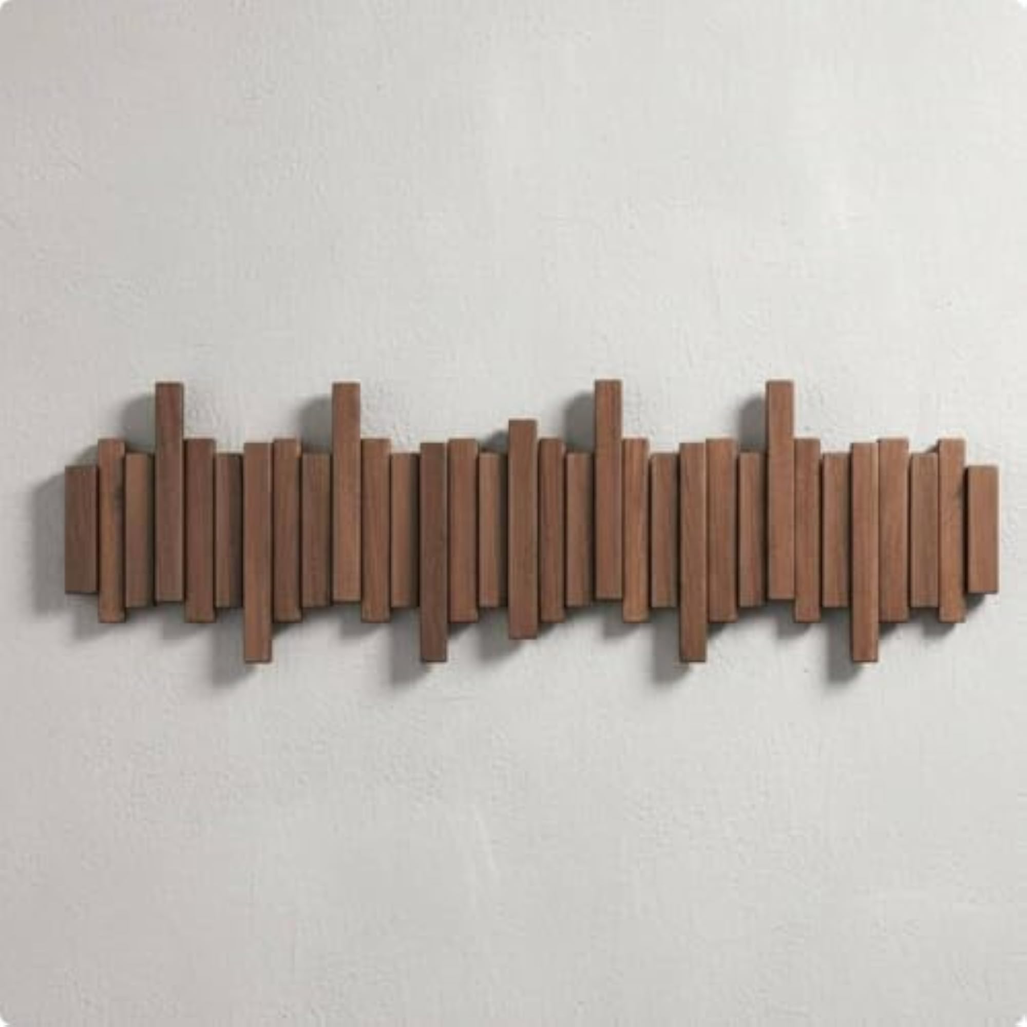 Walnut Wooden Flip Down Hook Rack for Entryway, 10 Hooks