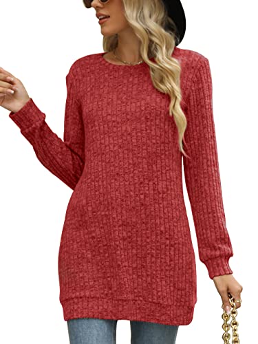 Image of Sweaters for Women Long Sleeve Crewneck Sweatshirt Loose Casual Tunic Tops