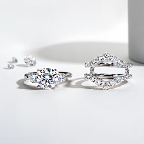 Moissanite Wedding Ring Set 4.92cttw(3CT Center Stone) D Color 925 Sterling Silver Moissanite Engagement Rings Bridal Set for Women with Certificate3