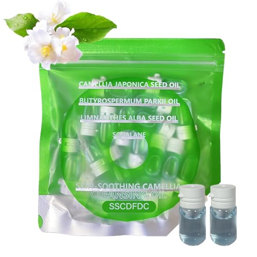 SSCDFDC Cleansing Oil Mini Travel-Friendly Natural Makeup Remover Portable 20pcs Gentle Moisturizing Cleansing Oil for All Skin Types Travel with (Camellia)