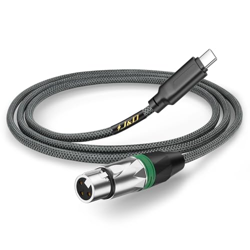 J&D Cable de audio USB C a XLR para Micrófono para Grabación de Audio, Micrófono Dinámico, Cable de Micrófono Trenzado USB C a XLR Compatible con la Serie iPhone 15/16, 1 m