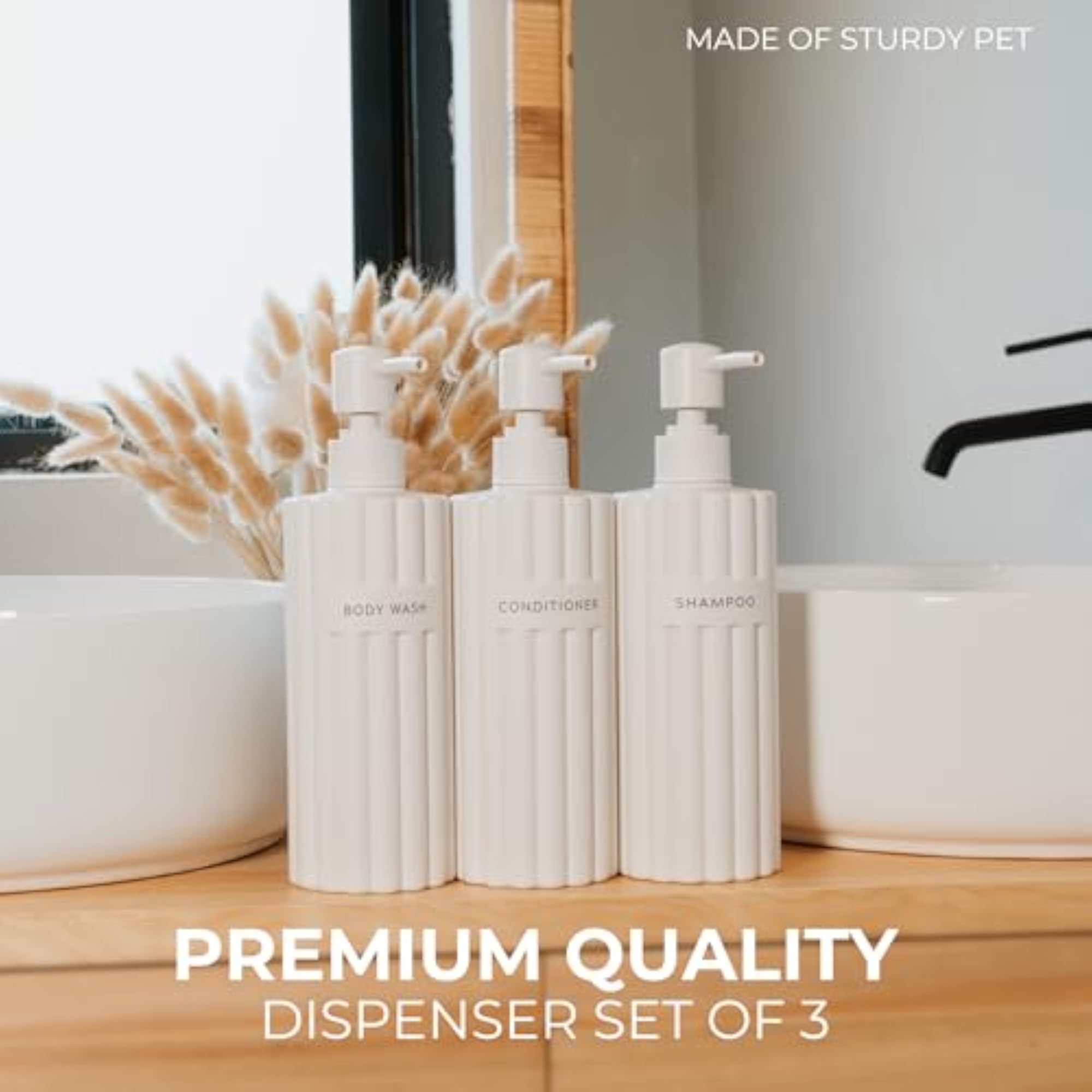 Stylish Shampoo & Conditioner Dispenser Set of 3