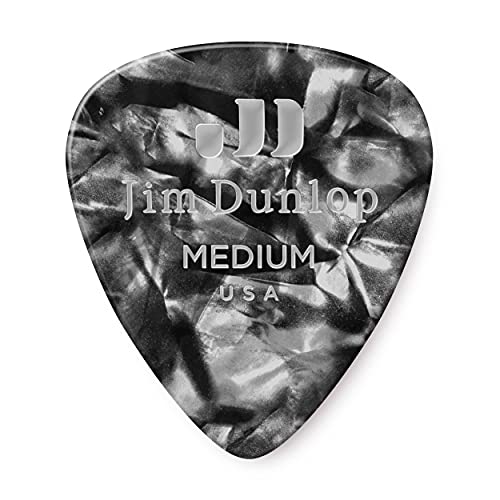 Médiators Dunlop Classic Celluloid M en celluloïde noir perlé pour guitare