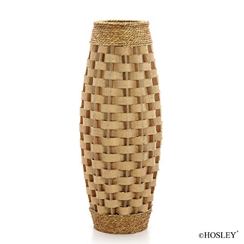 Hosley's 24" High Wood and Grass Floor Vase. Ideal Gift for Floral Arrangements Weddings, Home Decor, Long Dried Floral, Spa, Aromatherapy, Umbrella/Cane Stand O6 Natural - Image 2