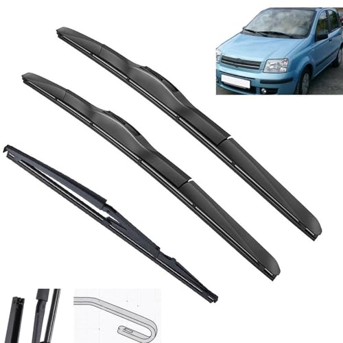 Jeu de balais d'essuie-glace avant et arrière compatible avec Fiat Panda 169 2003-2012, brosses de pare-brise 22