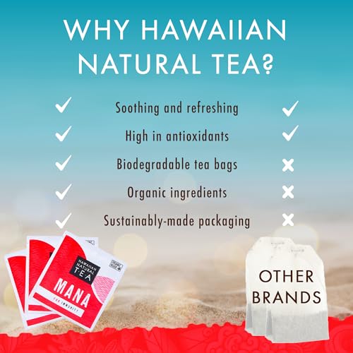 Image of Mana Hibiscus Tea - Herbal Black Tea - All Natural Wellness Tea - Refreshing, Uplifting and Energizing Tea with Cinnamon & Mint - Supports Immune Health 60 Tea Bags