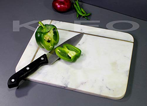 Kleo Marble Chopping Board Cutting Board Cheese Board Cheese Platter Kitchen Appliance Wine Serveware Birthday Anniversary Corporate Gift (9"X 12" Brass Lining) #TOP2