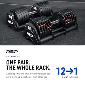 REP Fitness Adjustable Dumbbell Set - QuickDraw, Multiple Weight Ranges, Non-Slip Grip — photo 6 of 6