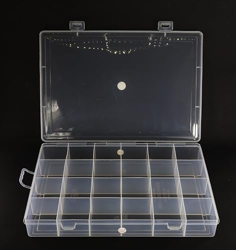 Image of NMII Multipurpose Plastic Storage Box with Partitions | Transparent Organizer with Secure Lid | Ideal for Stationery, Craft Supplies, Tools, and Jewellery, Accessories | Lightweight-(24 Partitions)