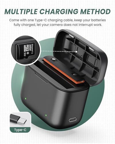 Image of ZODUCT Fast Battery Charger Hub Box for Insta 360 One X3 Action Camera Accessories, Portable 2 Channel Battery Charger Storage Station with Micro SD Card Slots (Charger Hub Only & Card Not Include)