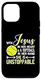 iPhone 12/12 Pro WITH JESUS IN HER HEART & A Softball Hand She Is Unstoppable Case
