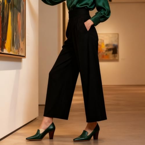 Image of LEHOOR Women Vintage Chunky Block Heel Pumps Shoes Square Pointed Toe Slip On Formal Office Work Business Loafers Shoes Suede Snakeskin Cone Heel Oxford Shoe Ladies Professional Chic Fall 4-11 M US
