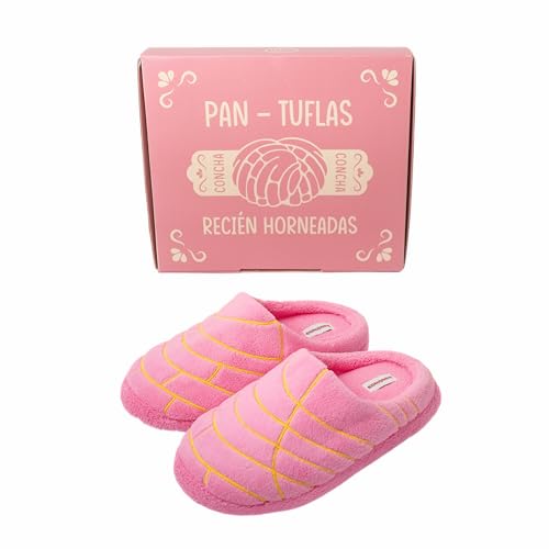 EASTEX Concha Pantuflas with Gift Box - Pink Concha Slippers - Pan Dulce - Mexican Bread Slippers for Men and Women - Mexican Mom Gifts - Mother's Day Gift - Regalo Para Mama (Medium)