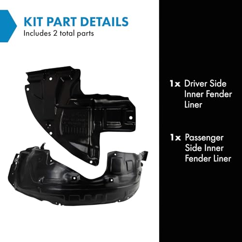 Image of TRQ Front Driver and Passenger Side Inner Fender Liner Set Compatible with 2010-2015 Mazda CX-9