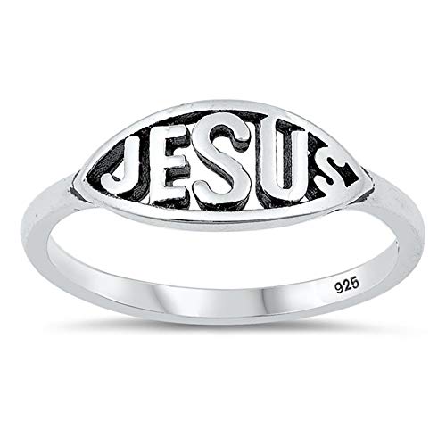 CloseoutWarehouse 925 Sterling Silver Oxidized Jesus Ring