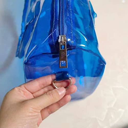 Clear Gym Bag for Women,Spend Night Bag Clear PVC Tote Bag Large Sports Duffel Bag Bright Candy Color Jelly with Durable Metal Zipper for Gym,Travel, Beach Blue3