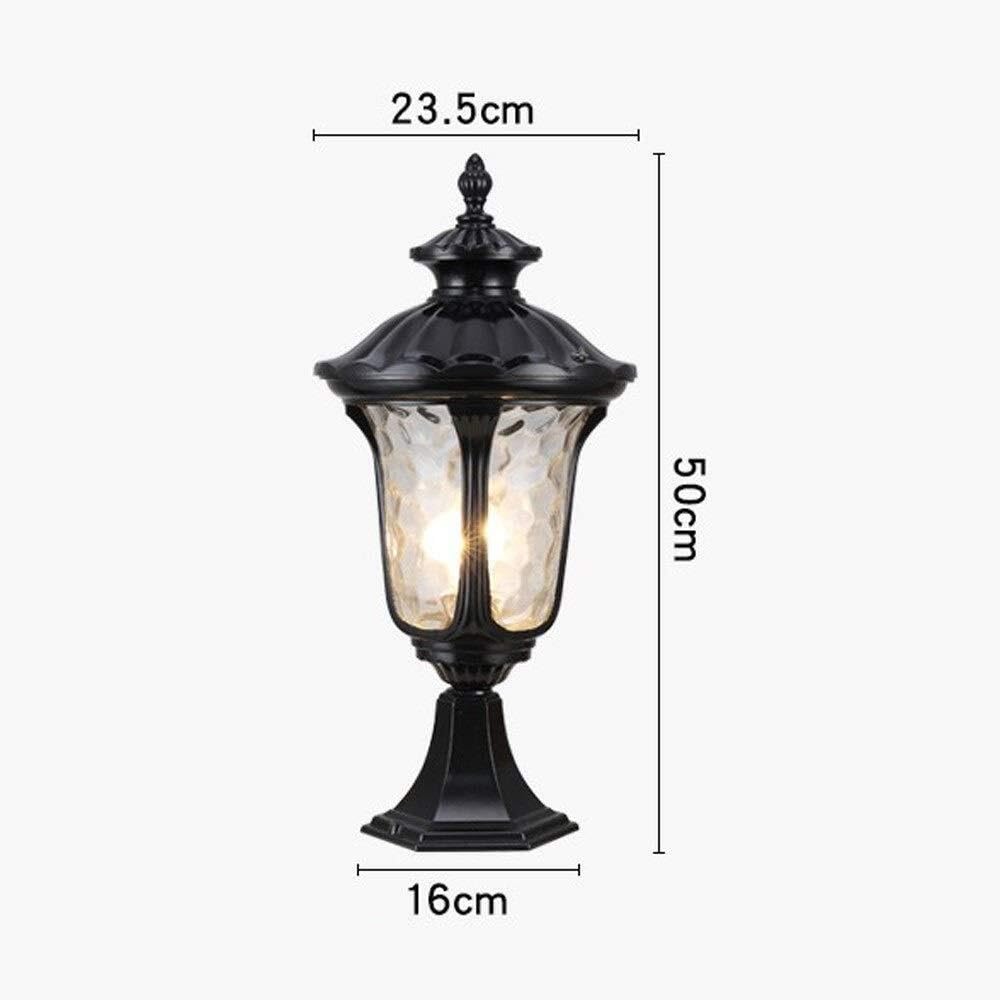 Lampa Słupki Europejskie Zewnętrzne Lampy Słupkowe Retro Aluminiowa Lampa Kolumnowa Wodoodporne Ogrodowe Dziedziniec Willi Światło Zewnątrz i Drogę(Black)