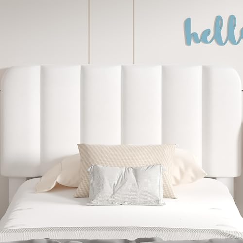 Image of VECELO Twin Size Upholstered Bed Frame with Drawer and Headboard, Velvet Platform Storage Bedframe, Wooden Slats Support, No Box Spring Needed, White