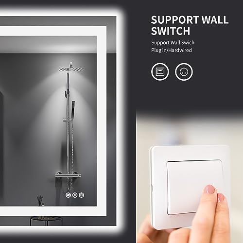 LOAAO 44"X36" LED Mirror for Bathroom, Lighted Bathroom Mirror with Lights, Anti-Fog, Dimmable, Memory Function, Easy to Install, Clear Reflection