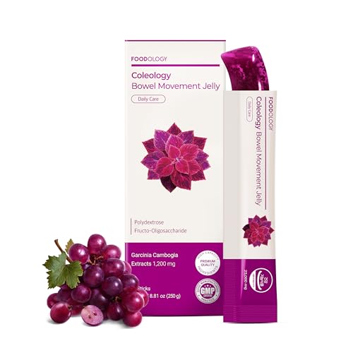 FOODOLOGY Coleology Bowel Movement Jelly (10 Days) - Garcinia Cambogia (HCA) Jelly Sticks Grape and Prune Flavored Polydextrose Collagen Hyaluronic Acid 10 Sticks