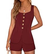 PRETTYGARDEN Womens 2 Piece Matching Sets 2026 Fashion Suit Vest Tops Shorts Set Spring Business ...