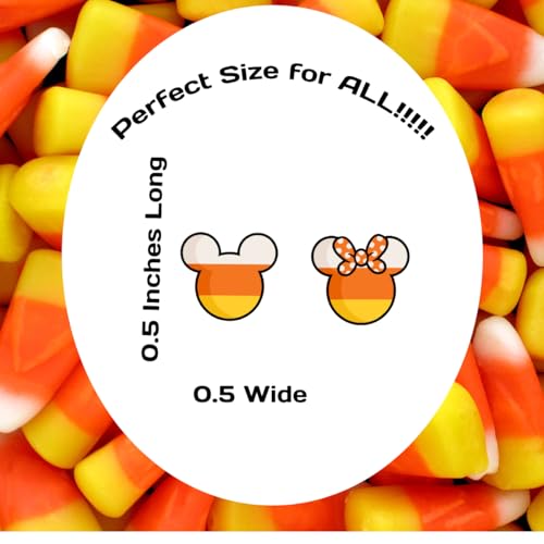 Candy Corn Mouse Ear Earrings for Women. Affordable Fall Candy Corn Earrings for Adults2