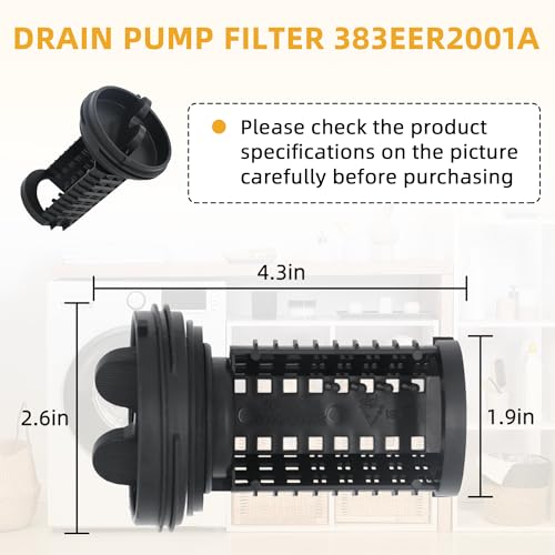 AMI PARTS 383EER2001A Washer Drain Pump Filter, Black - Image 4